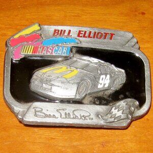 Vtg '96 Bill Elliott NASCAR Belt Buckle McDonald's American Legends Foundry USA